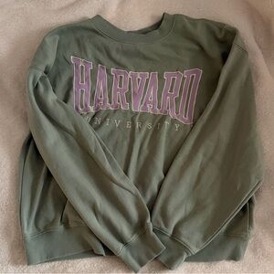 H&M Light Olive Green Crew Sweatshirt with Small Red Shield Tag